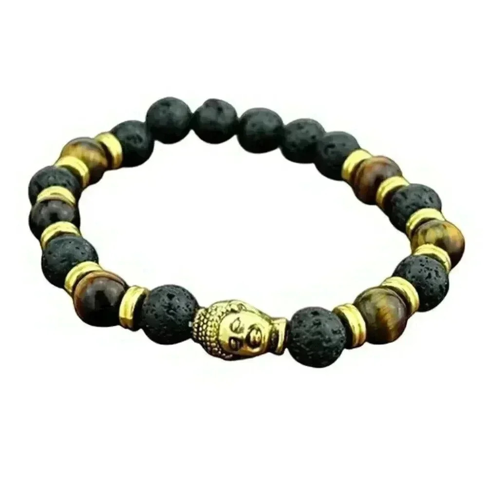 Lava Rock Stone Buddha bracelet